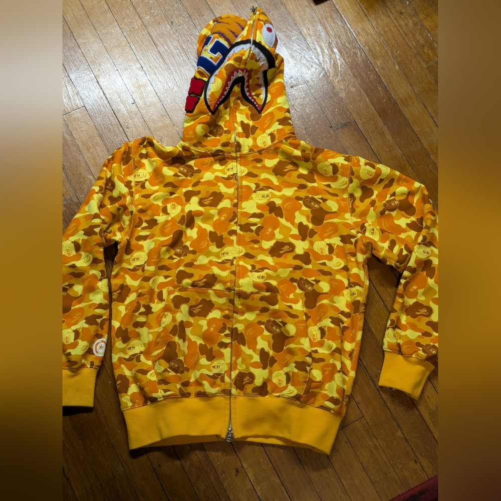 BAPE x PUBG Shark Full Zip Hoodie Orange